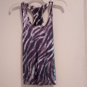 Sequin Zebra Print Tank Top